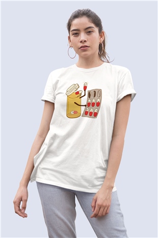 Unisex Eczacı Desenli Baskılı Tasarım Tshirt