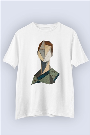 Unisex Geometrik Kadın Kolajı Baskılı Tshirt