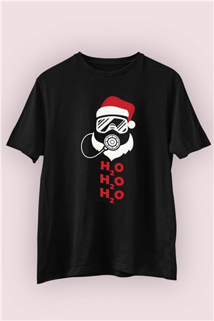 Unisex, H2O Noel Baba Temalı Baskılı Tişört 