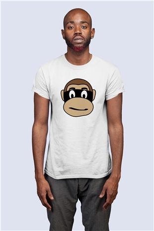 Unisex Hırsız Maymun Temalı Baskılı Tişört