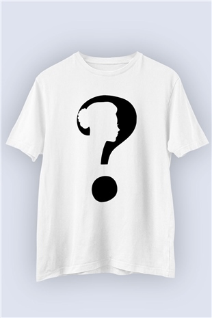 Unisex Kadın Sulieti ve Soru İşareti Temalı Baskılı Tişört