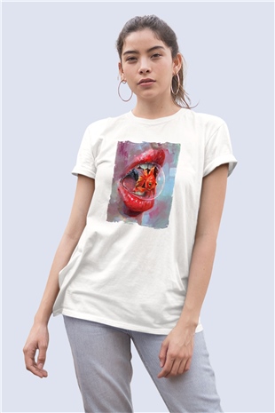 Unisex Kırmızı Japon Balığı İsimli Baskılı Tişört