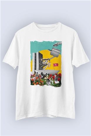 Unisex Kolaj Art Temalı Baskılı Tasarım Tişört
