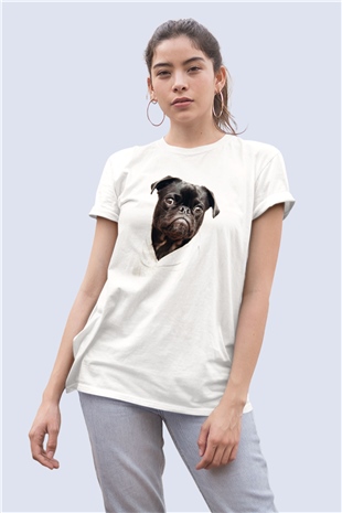 Unisex Masum Pug Temalı Tasarım Tişört