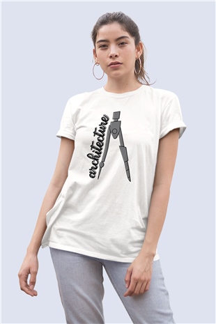 Unisex Mimar Temalı Baskılı Tasarım Tişört