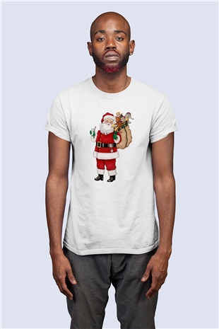 Unisex Noel Baba Temalı Baskılı Tişört