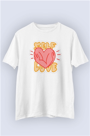 Unisex Piskolog Temalı Kendisi Sev Baskılı Tasarım Tişört