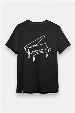 Unisex Piyano Temalı Baskılı Tişört