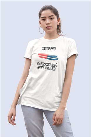 Unisex Retro Silgi Baskılı Tasarım Tişört