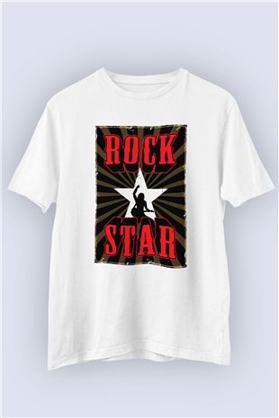 Unisex Rock Star Baskılı Tasarım Tişört