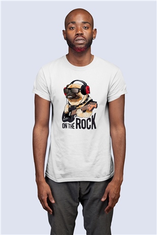 Unisex Rocker Köpek Temalı Baskılı Tişört
