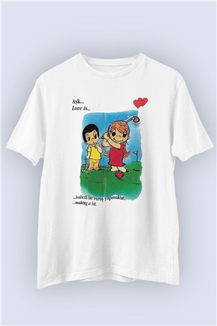 Unisex Şıpsevdi Sevgi Temalı Baskılı Tshirt