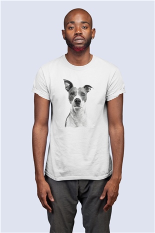 Unisex Siyah Beyaz Köpek Baskılı Tişört