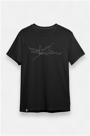 Unisex Uçak Temalı %100 Pamuklu Baskılı Tişört