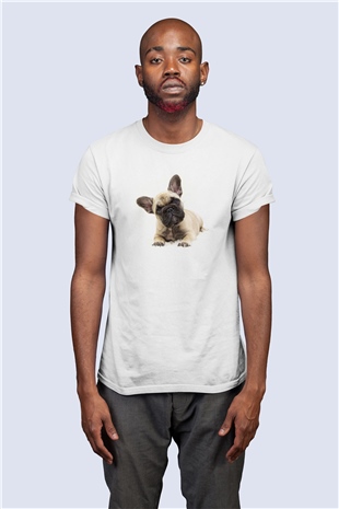 Unisex Yavru Pug Temalı Baskılı Tasarım Tişört
