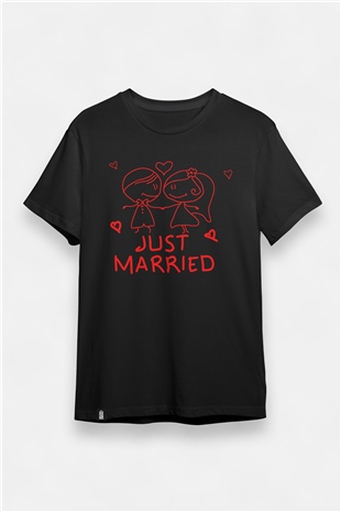 Unisex Yeni Evlenenler İçin Elle Çizilmiş Yüzde Yüz Pamuk V Yaka Tshirt