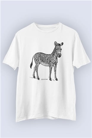Unisex Zebra Baskılı Tasarım Tshirt