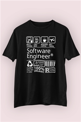 Yazılım Mühendisi Desenli Baskılı Tshirt