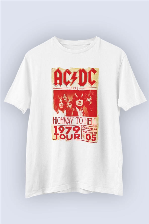Unisex ACDC 1979 Turu Retro Konser Afişi Temalı Baskılı Tişört