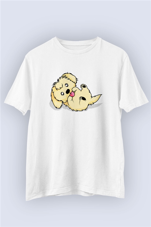 Unisex Anime Köpek Temalı Baskılı Tshirt