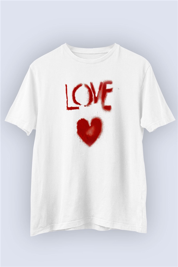 Unisex Aşk Temalı Baskılı Tshirt