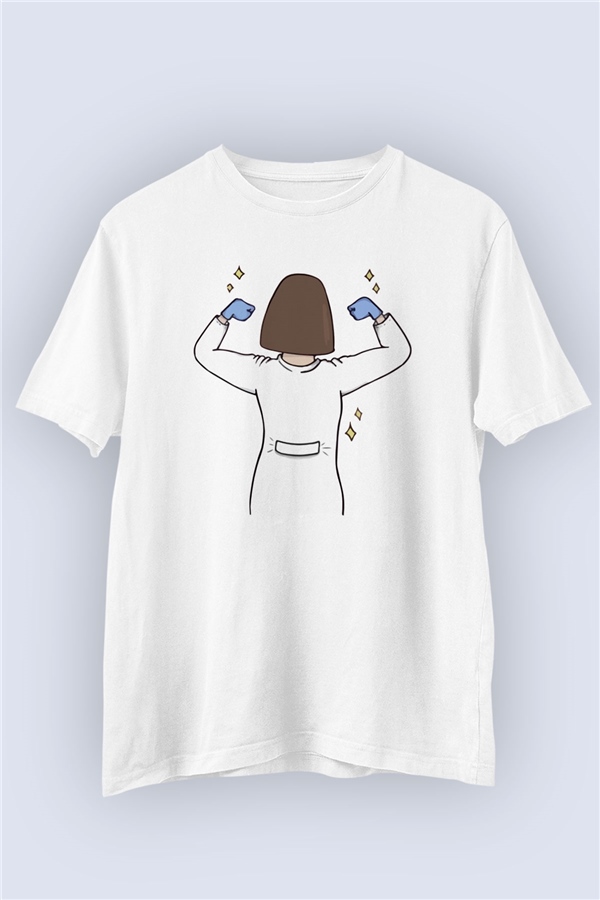Unisex Doktor Desenli Baskılı Tasarım Tişört