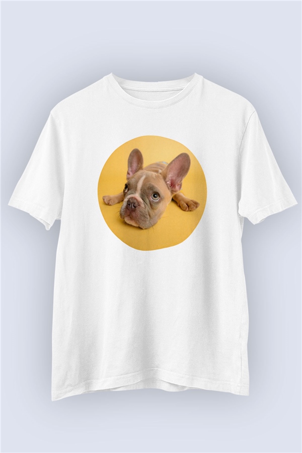 Unisex Koca Kulaklı Yavru Köpek Baskılı Tişört