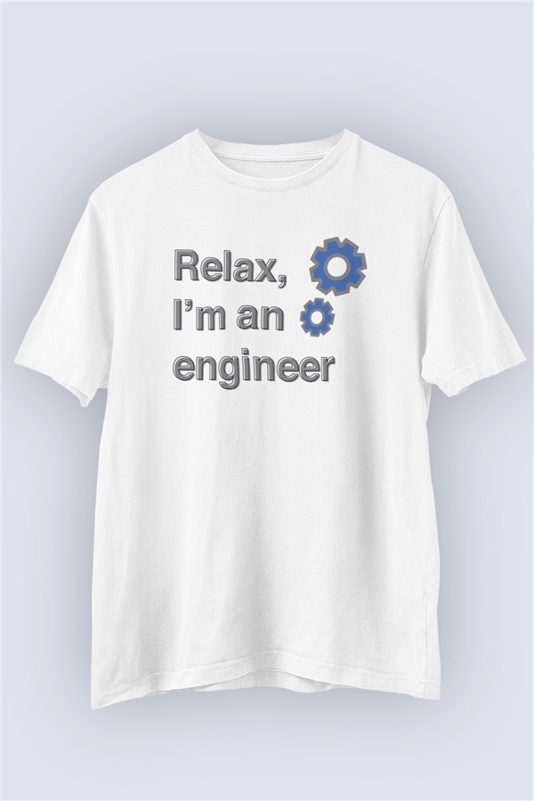 Unisex Mühendis Temalı Baskılı Beyaz Tshirt