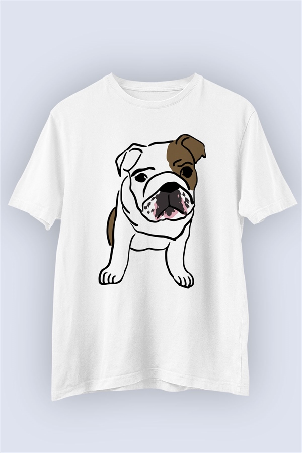 Unisex Sevimli Köpek Temalı Baskılı Tshirt