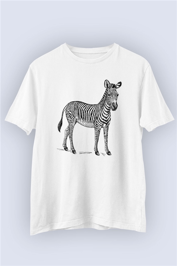 Unisex Zebra Baskılı Tasarım Tshirt