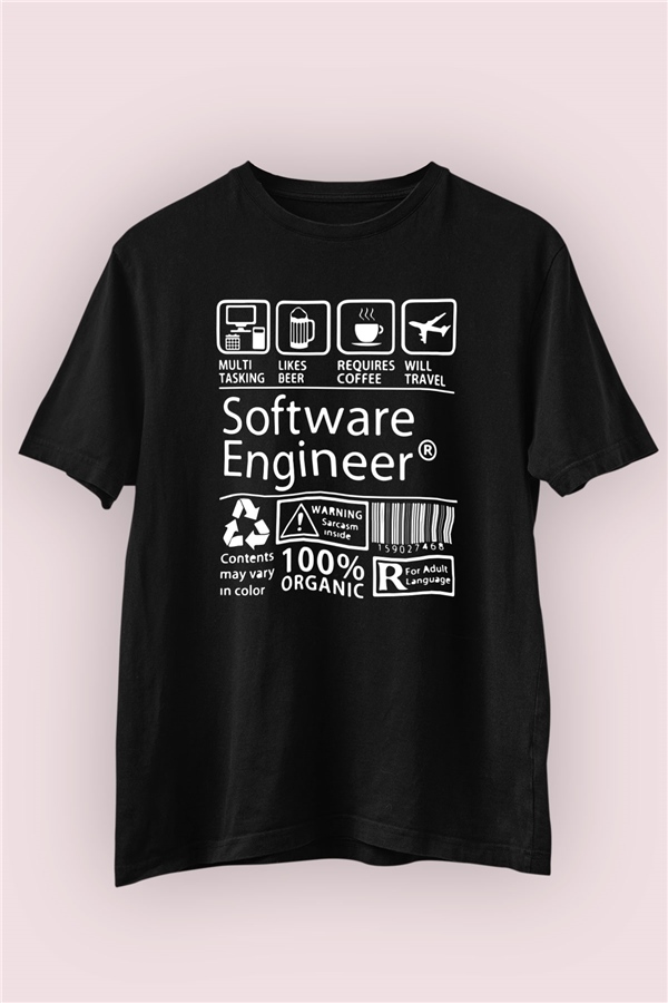 Yazılım Mühendisi Desenli Baskılı Tshirt