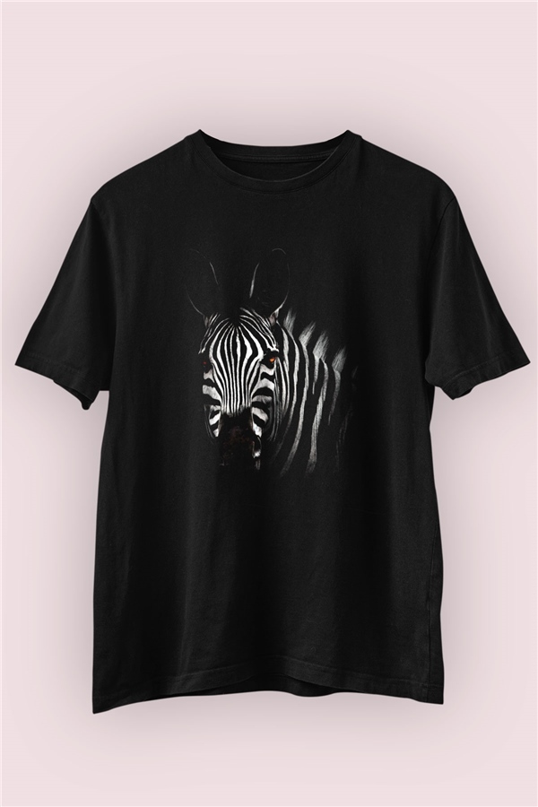 Zebra Face Temalı Tasarım Tişört