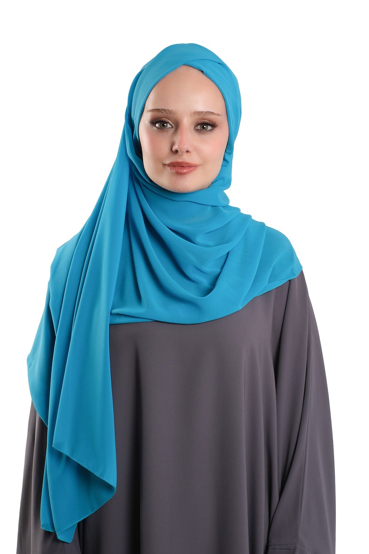 Bebe Mavisi Pratik Hazır Geçmeli Bone Şal Şifon Kendinden Boneli Tek Bantlı - Hürrem Bone 1453_11