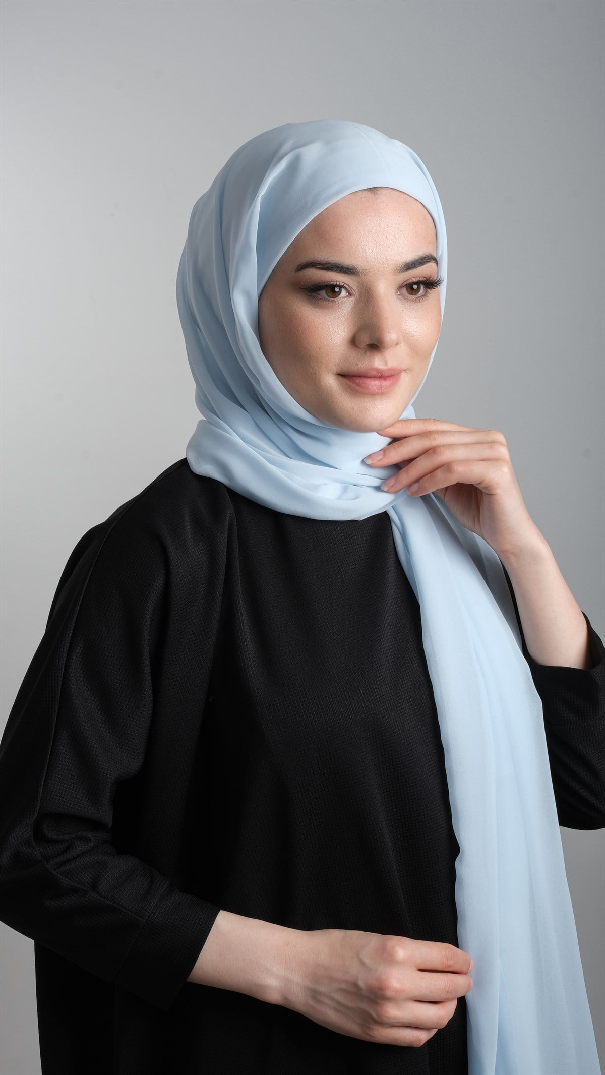 Bebe Mavisi Pratik Hazır Geçmeli Şal Şifon Boru Boneli - Hürrem Bone HV0021300149
