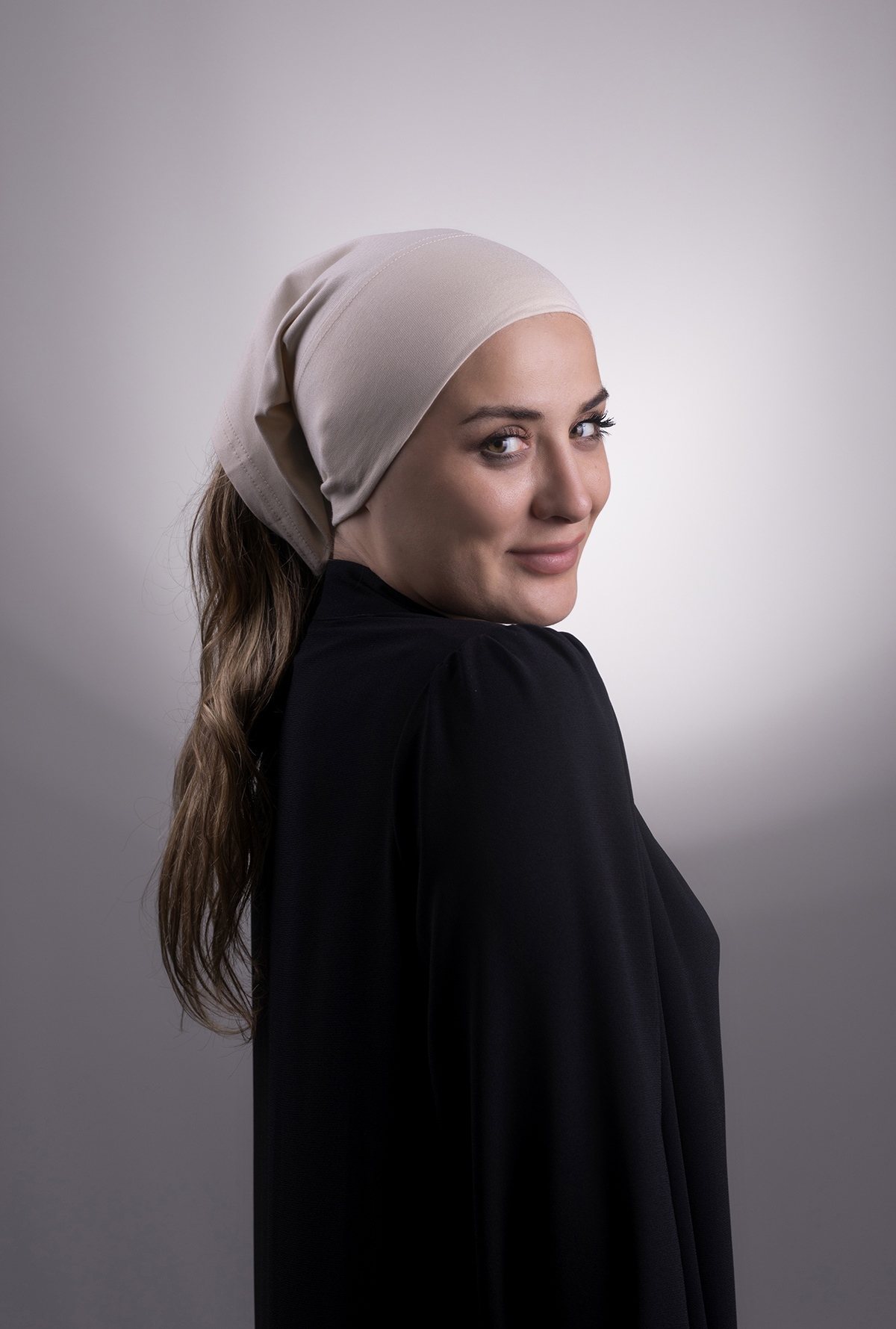 Bej Pratik Hazır Geçmeli İç Bone Viskon Kumaş Dikişsiz Boru Bone - Halven 3006
