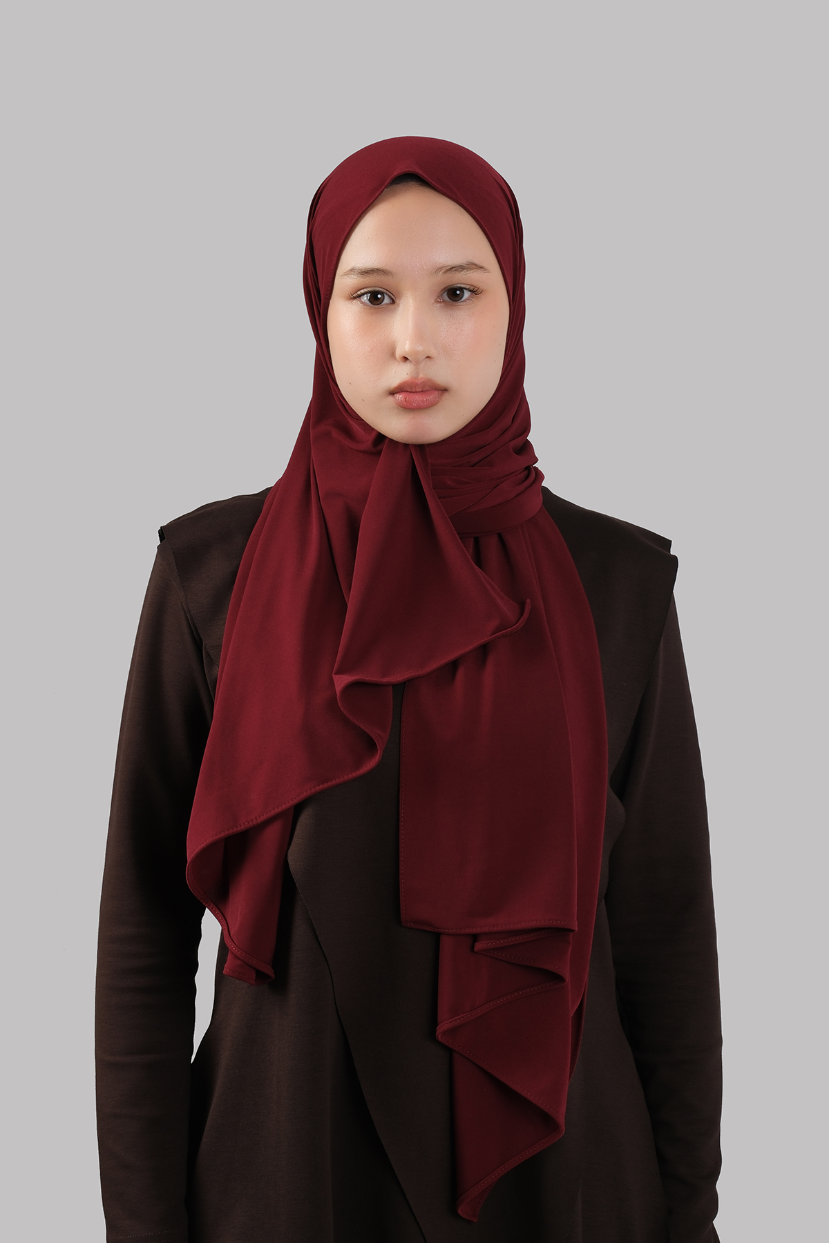 Bordo Düz Klasik Şal Dikişli Premium Jersey Sade - Hürrem Bone 202129_16