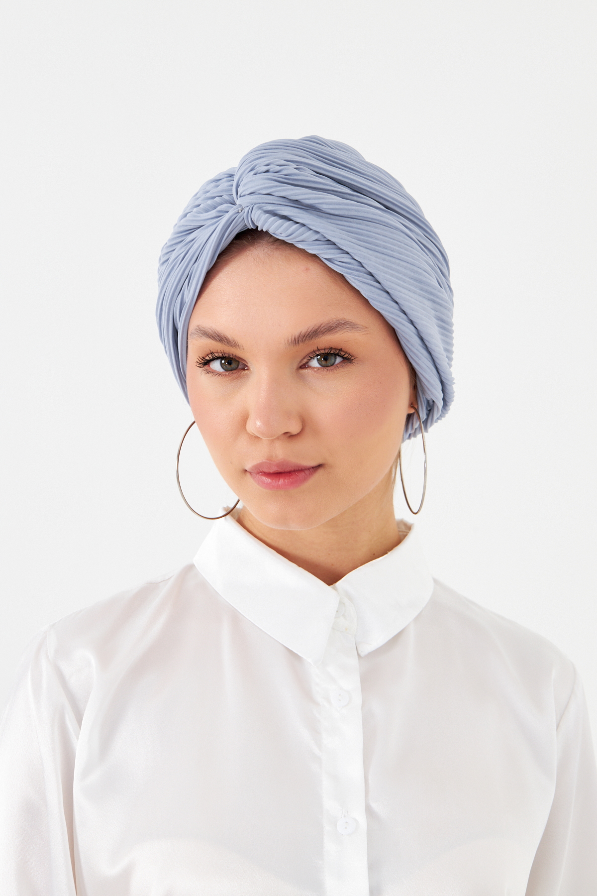 Gri Çapraz Büzgülü Tesettür Bone Fukuro Piliseli - Hürrem Bone 2512_15
