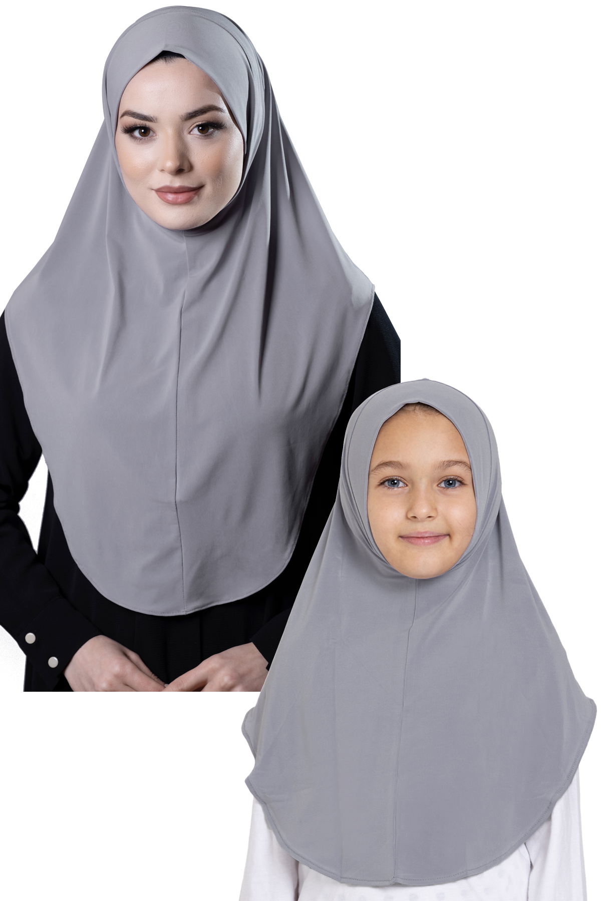 Gri Pratik Anne Kız Kombin Tesettür Eşarp Sandy Düz Hijab - Hürrem Bone 230812_15