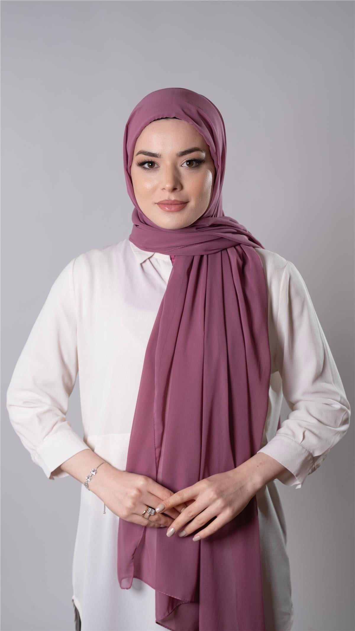 Gül Kurusu Pratik Hazır Geçmeli Şal Şifon Kumaş Hijab Bone - Hürrem Bone 3009_18