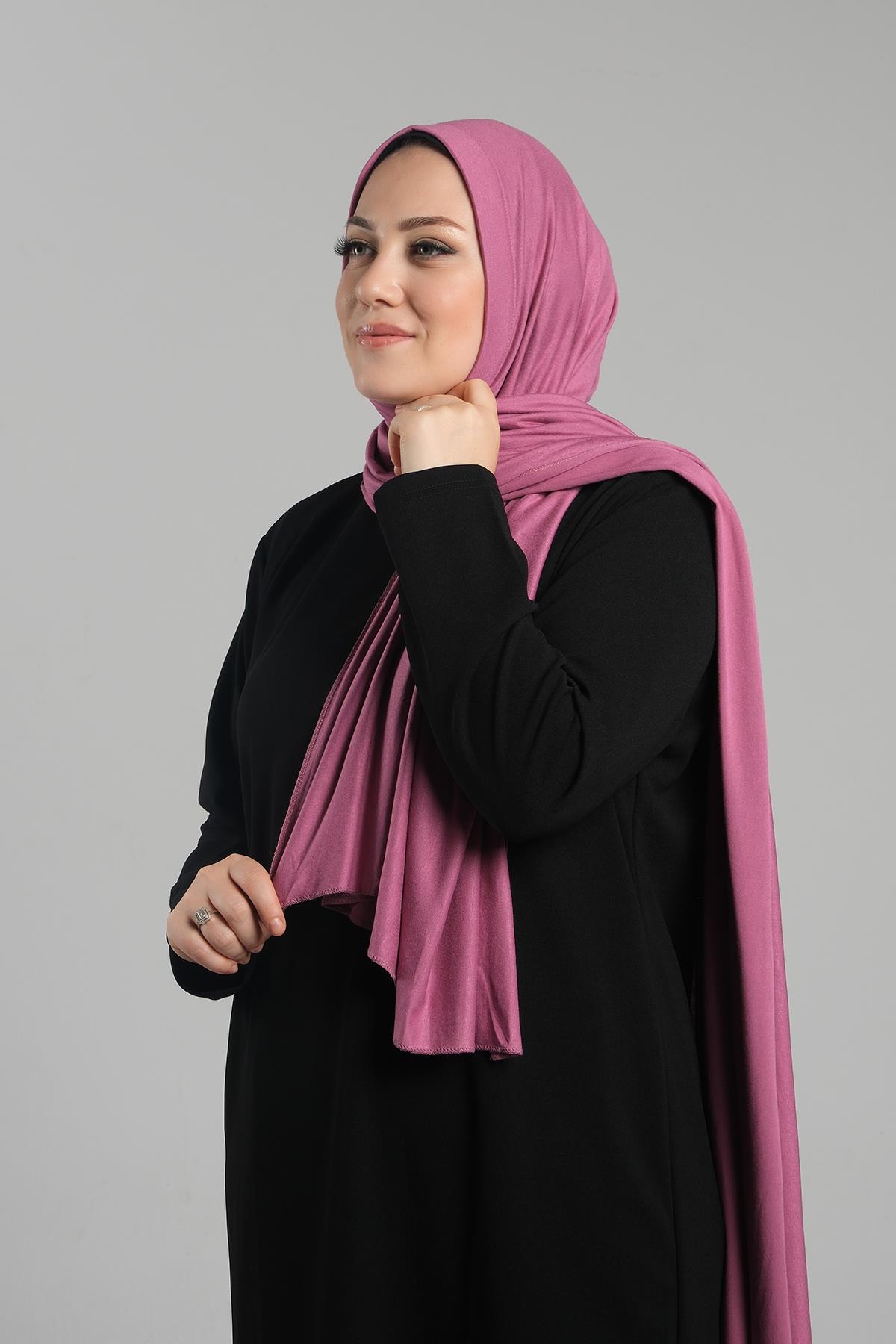 Gül Kurusu Pratik Hazır Geçmeli Şal Viskon Önü Süngerli Penye Şal - Hürrem Bone 2202_18