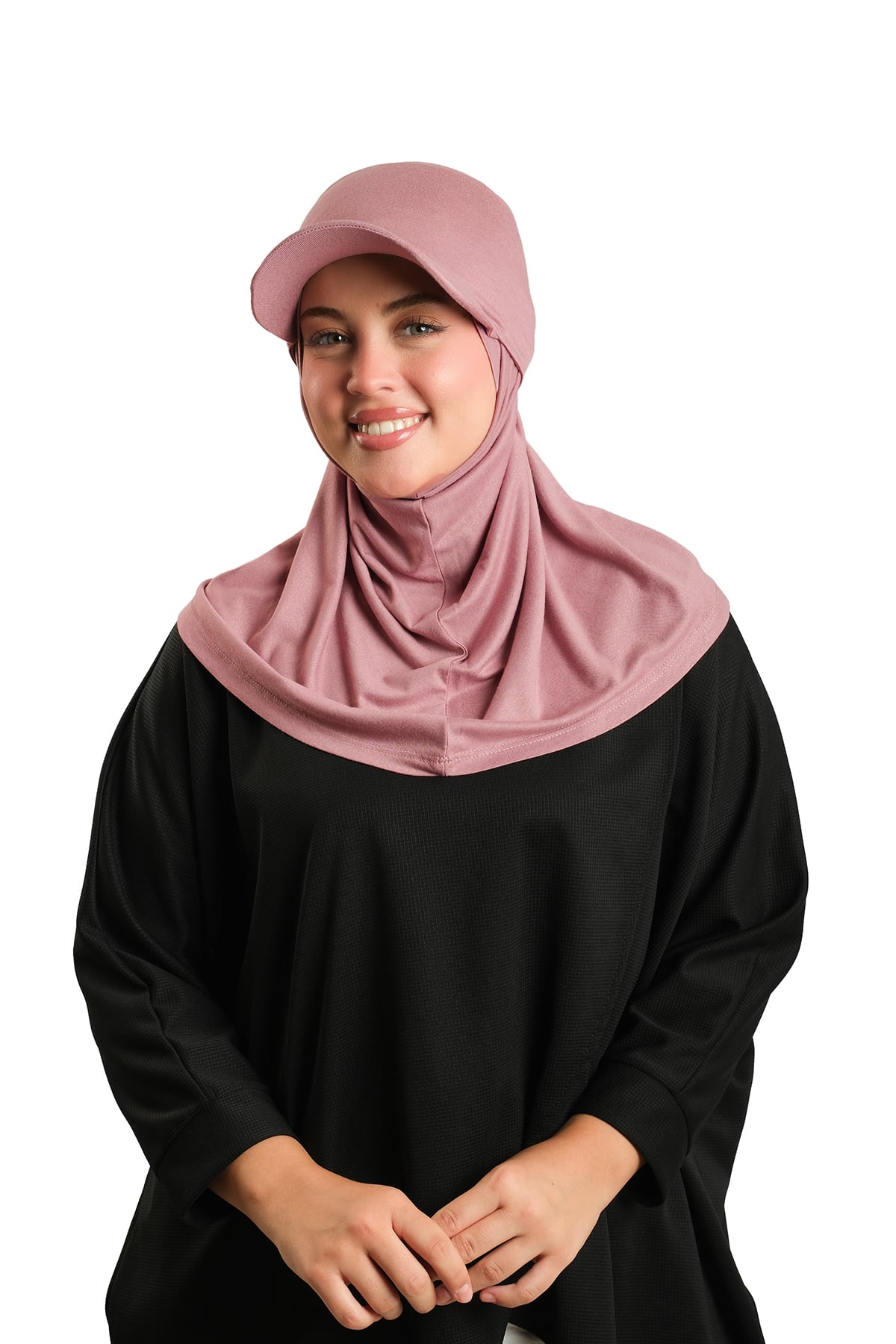 Gül Kurusu Pratik Hazır Geçmeli Şapkalı Tesettür Eşarp Viskon Düz - Hürrem Bone 2513_18