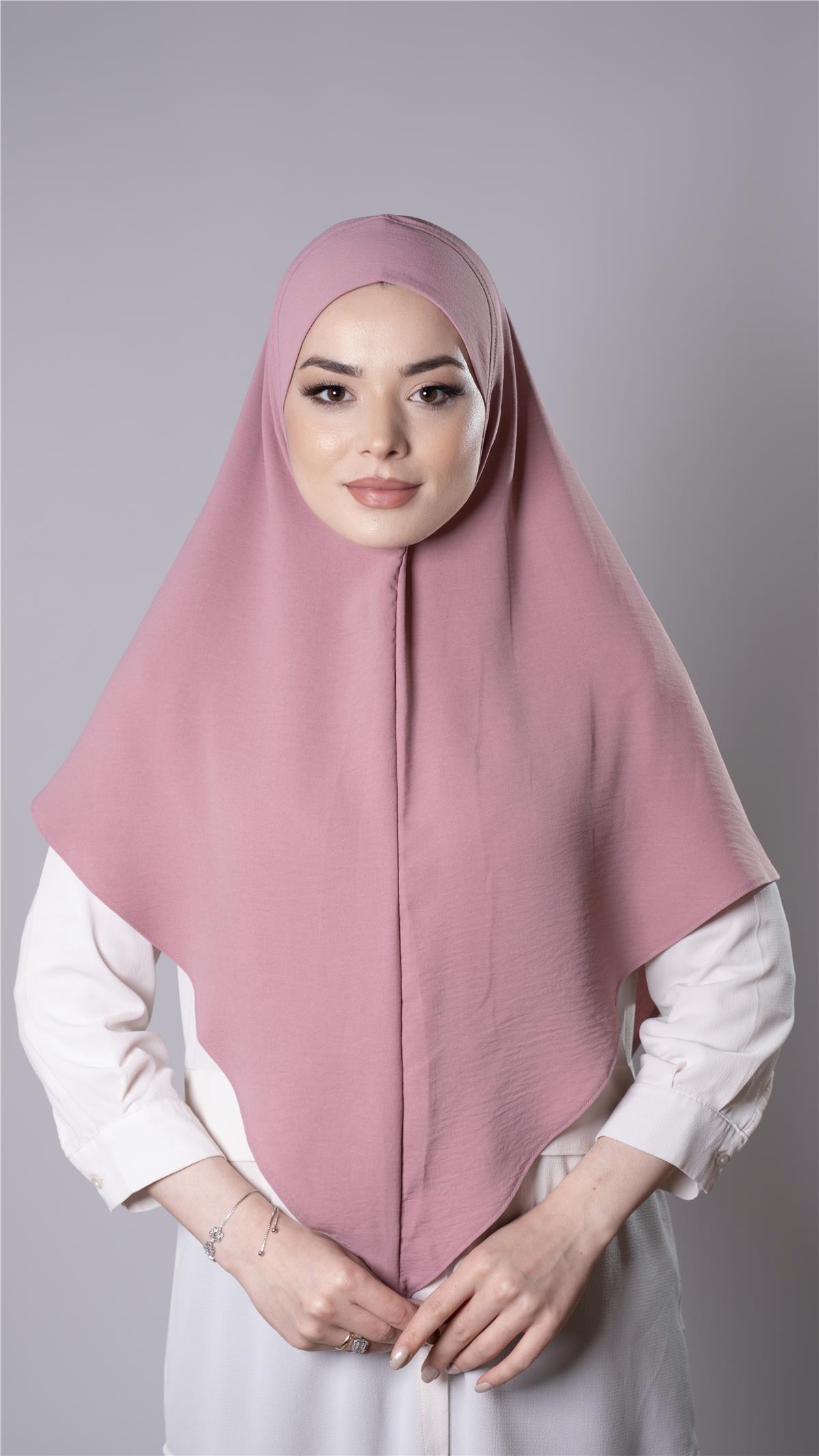 Gül Kurusu Pratik Hazır Geçmeli Tesettür Eşarp Aerobin Kumaş Düz Hijab - Hürrem Bone 2309_18