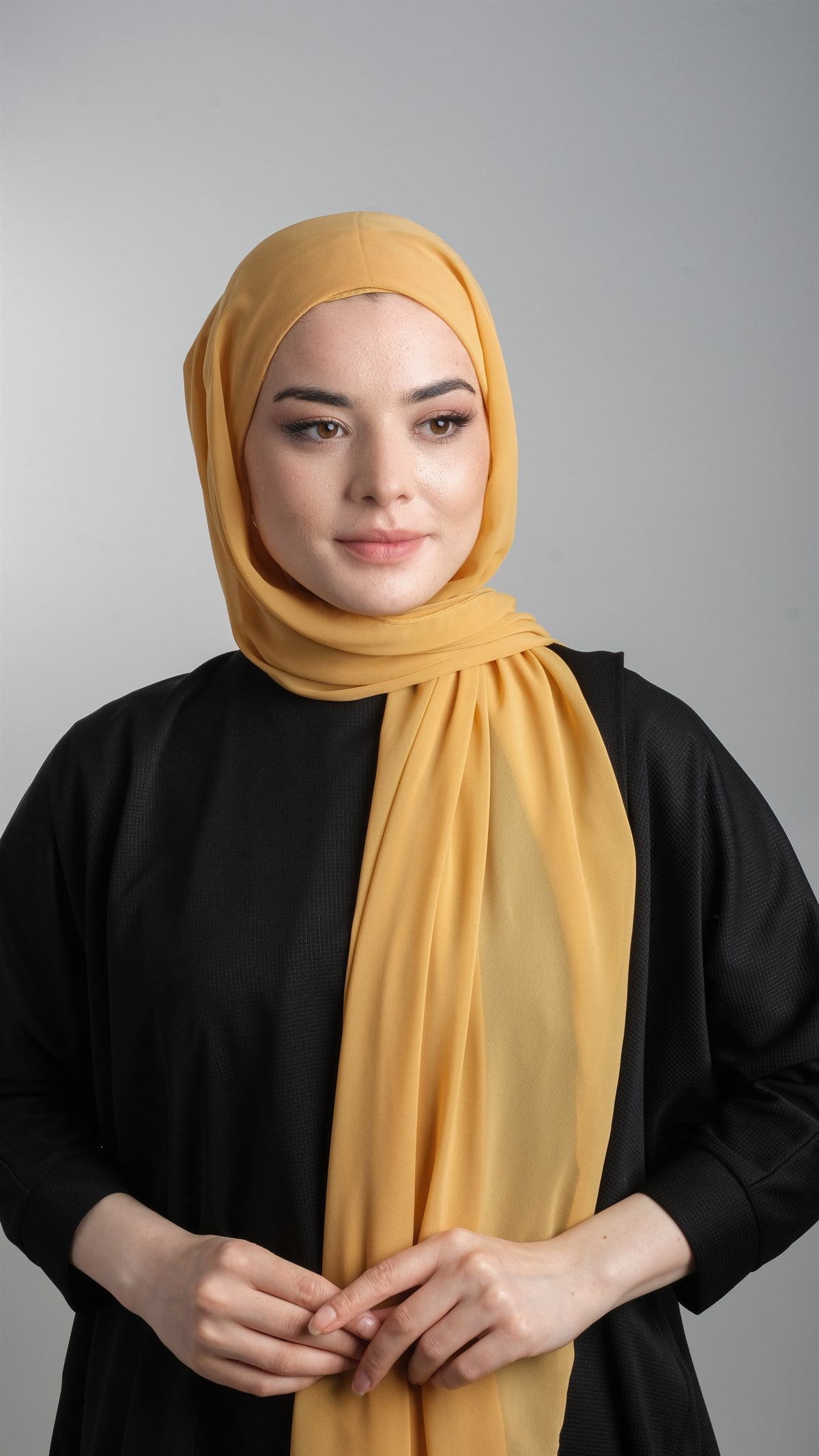 Hardal Pratik Hazır Geçmeli Şal Şifon Boru Boneli - Hürrem Bone 3001_43