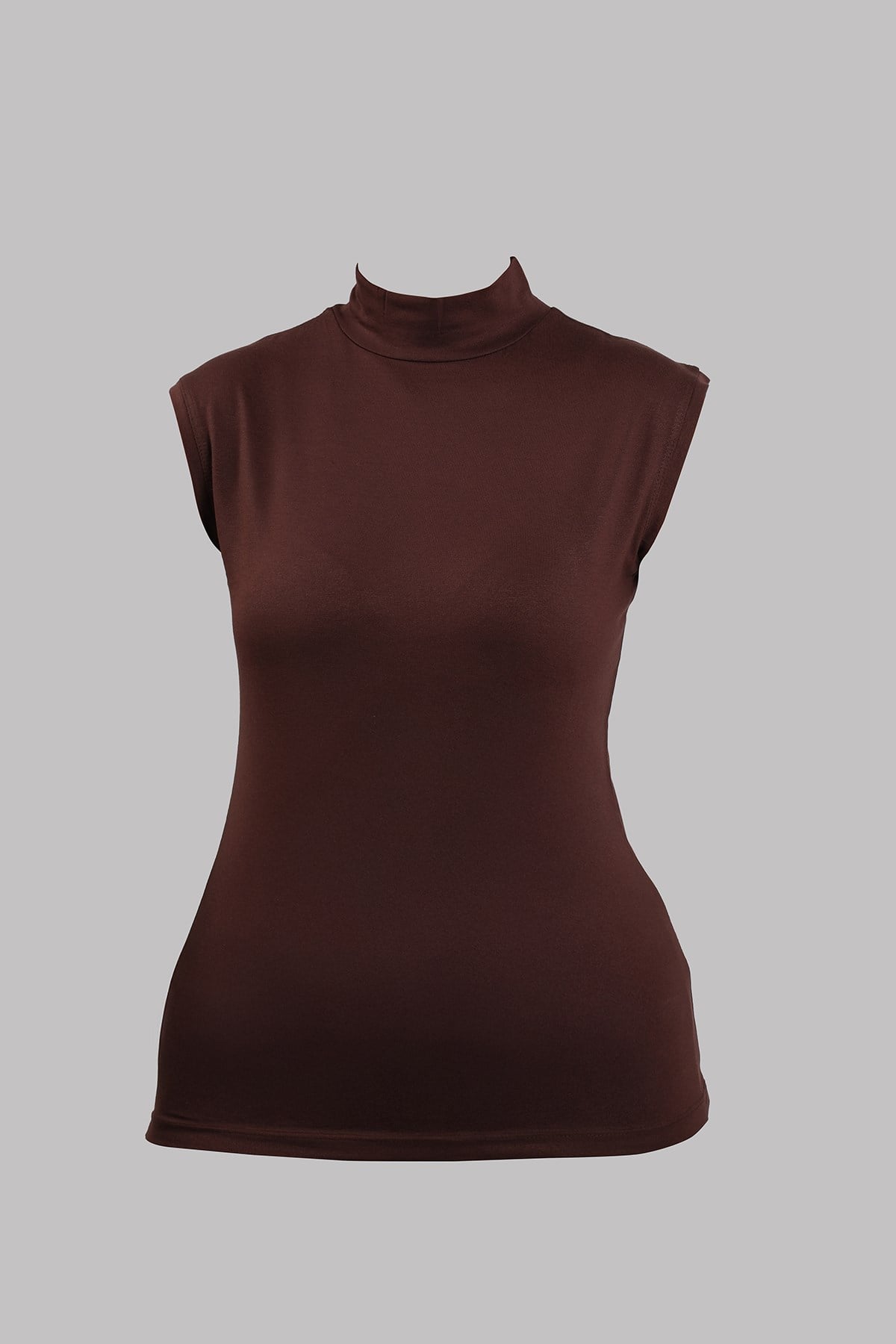 Kahve Body Balıkçı Yaka Viskon Sıfır Kollu - Hürrem Bone 1027_14