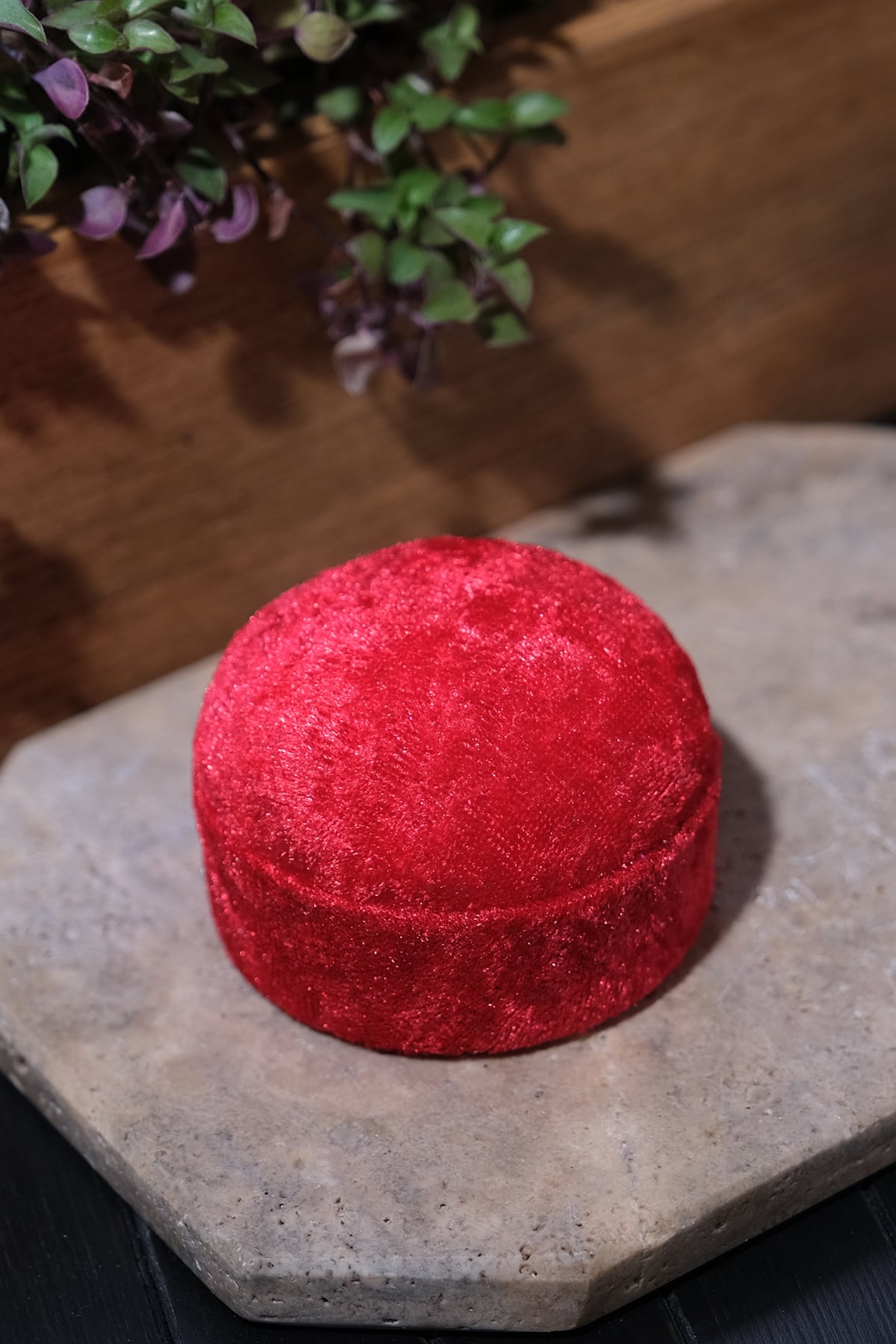 Kırmızı Eşarp Şal İğnedanlık Kadife Bombeli Yuvarlak - Hürrem Bone 5008_31