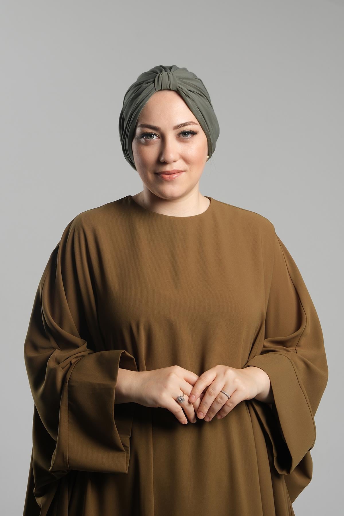 Koyu Vizon Pratik Hazır Geçmeli Tesettür Bone Sandy Pileli Salaş - Hürrem Bone 2121_38