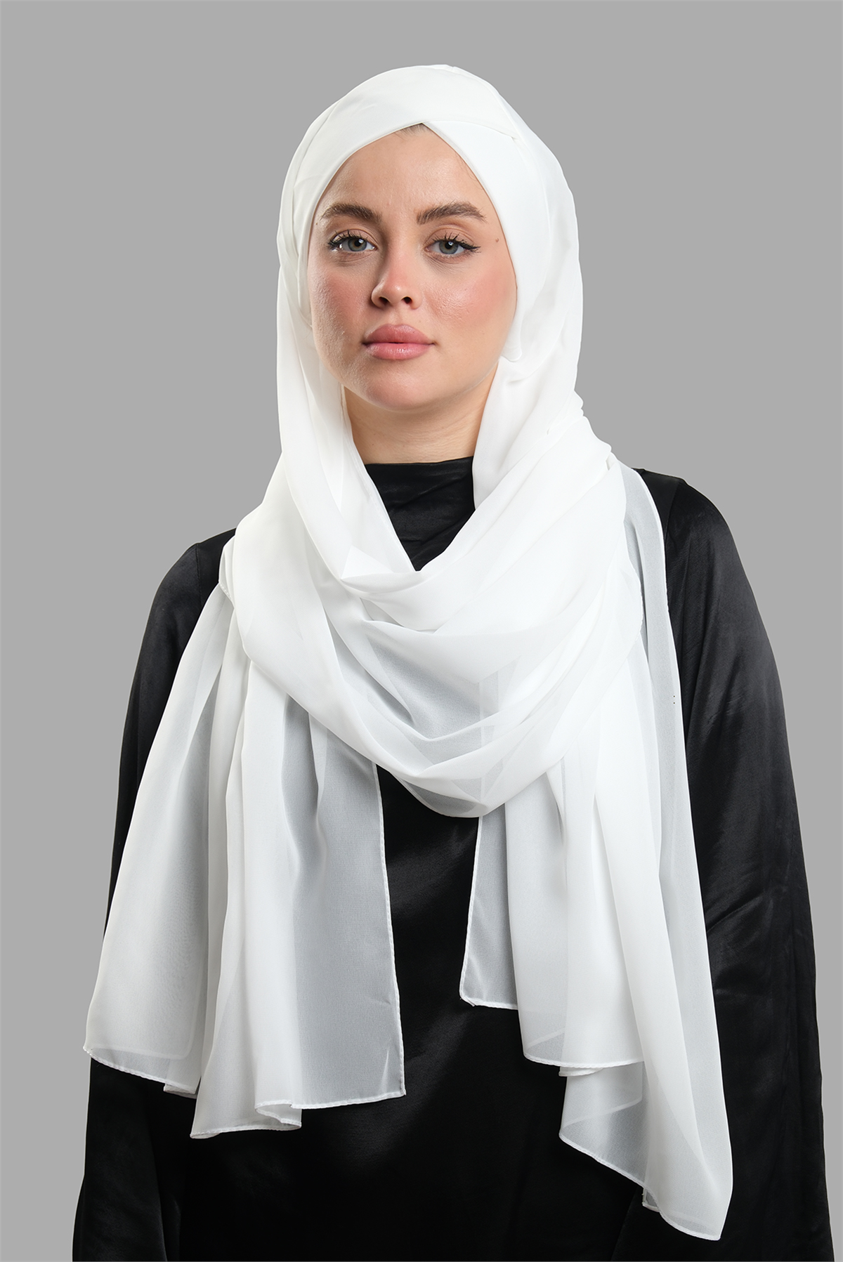 Krem Pratik Hazır Geçmeli Bone Şal Şifon Kendinden Boneli Tek Bantlı - Hürrem Bone 1453_40