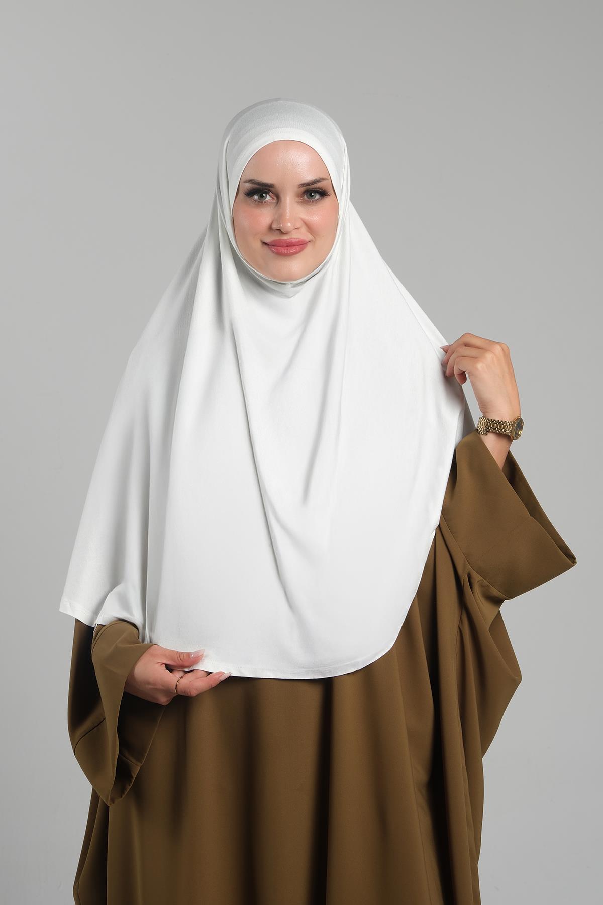 Krem Pratik Hazır Geçmeli Tesettür Eşarp Viskon Pratik Namaz Örtüsü - Hürrem Bone 2201_40