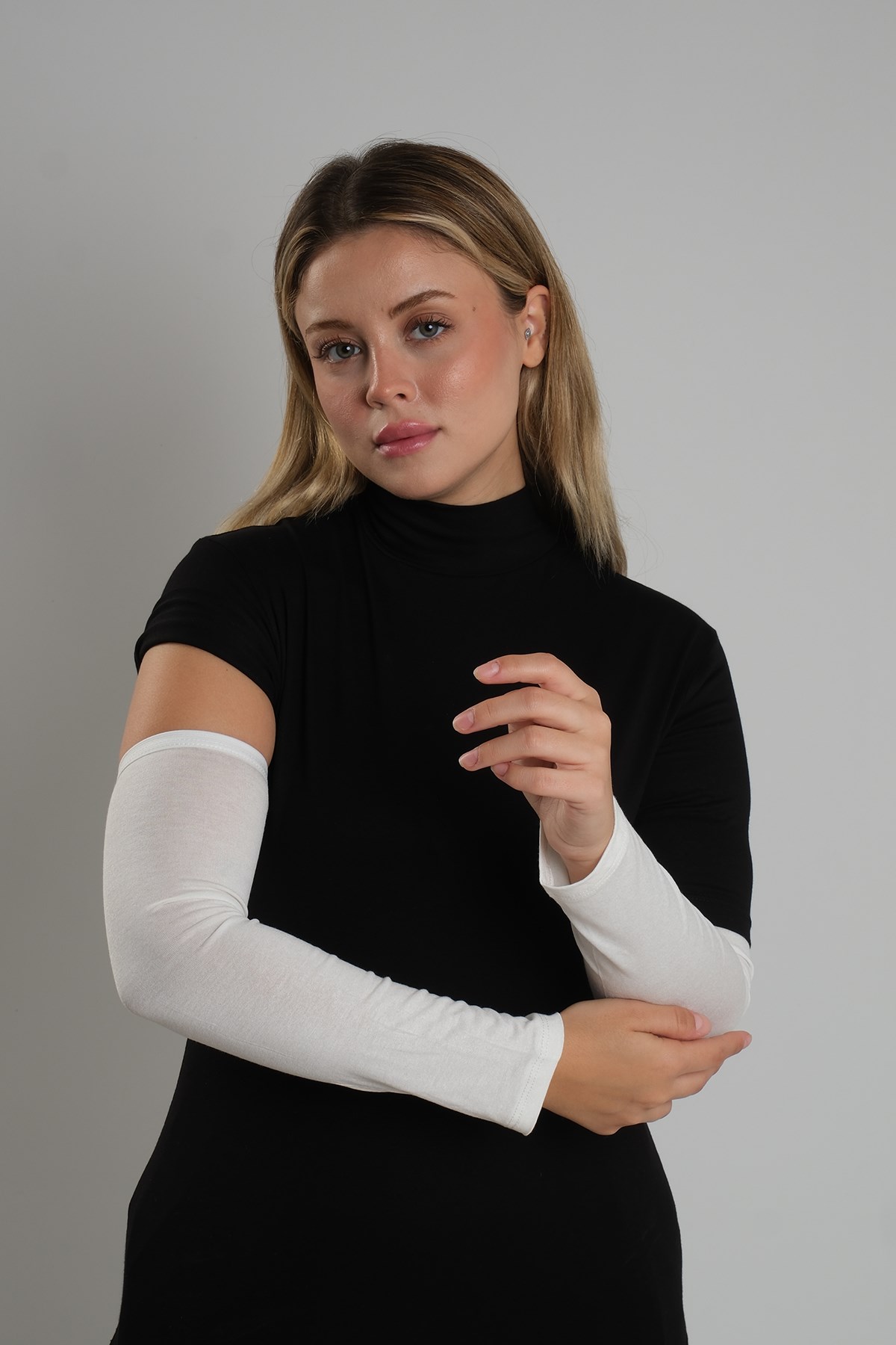 Krem Tesettür Kolluk Viskon Kumaş Düz - Hürrem Bone 1001_40