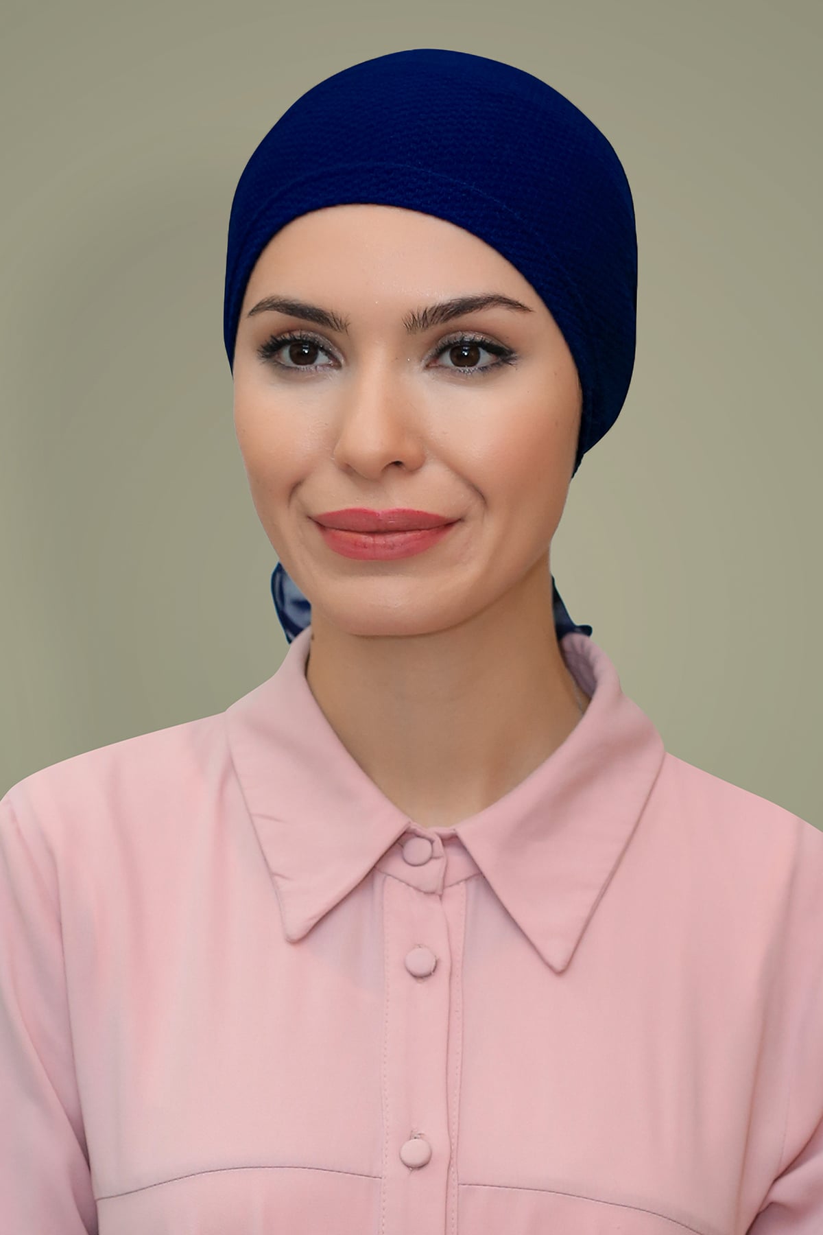 Lacivert Pratik Hazır Geçmeli Tesettür Bone Petekli Güllü - Hürrem 1201